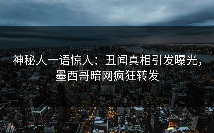 神秘人一语惊人：丑闻真相引发曝光，墨西哥暗网疯狂转发
