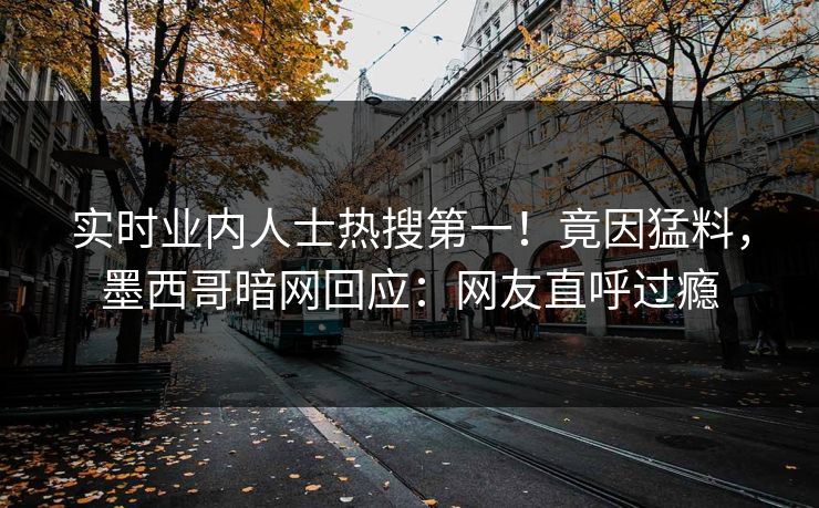 实时业内人士热搜第一！竟因猛料，墨西哥暗网回应：网友直呼过瘾