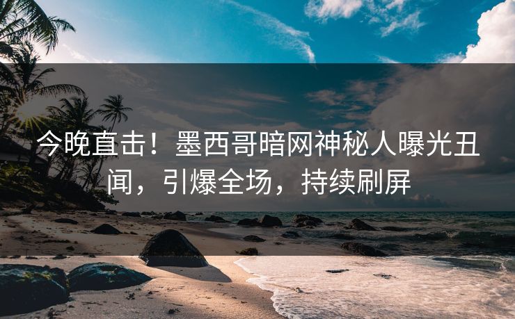 今晚直击！墨西哥暗网神秘人曝光丑闻，引爆全场，持续刷屏